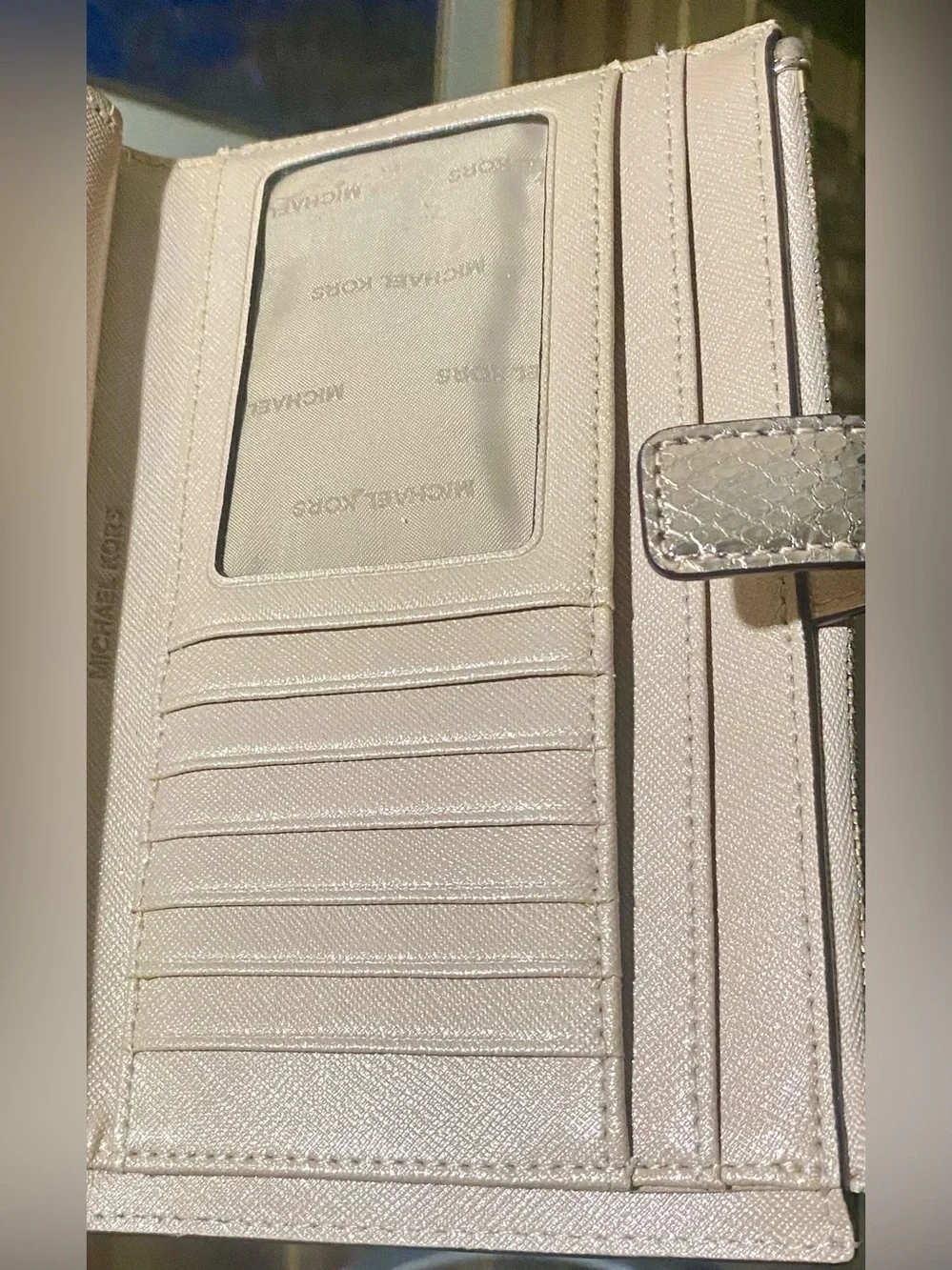 Michael Kors Jet Set metallic snakeskin wristlet textured snakeskin-embossed